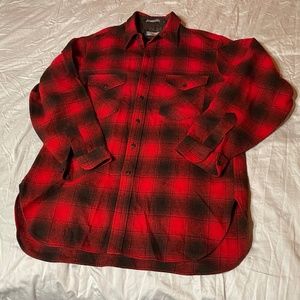Vintage Pendleton Red and Black Plaid Wool Shirt (XL)